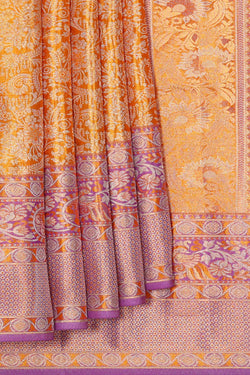 Image of Kanchipattu Mustard Yellow Tissue Brocade Saree