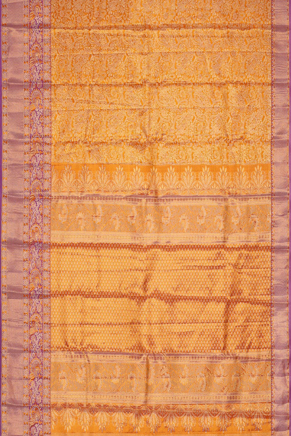 Kanchipattu Mustard Yellow Tissue Brocade Saree