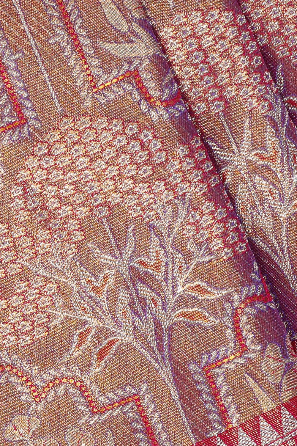 Kanchipattu Golden Lavender Tissue Brocade Saree