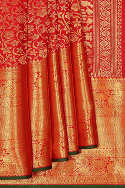 Image of Kanchipattu Red Brocade Saree