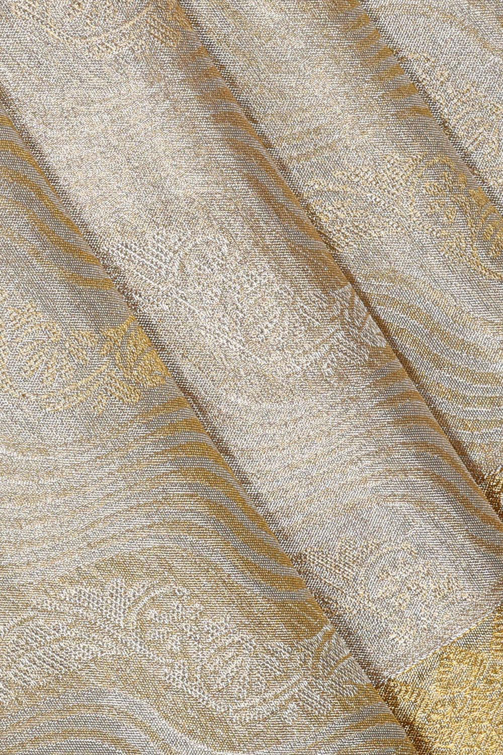 Kanchipattu Golden Silver Tissue Brocade Saree