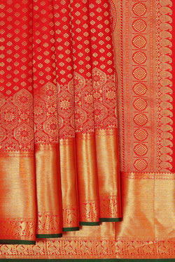 Image of Kanchipattu Red Brocade Saree