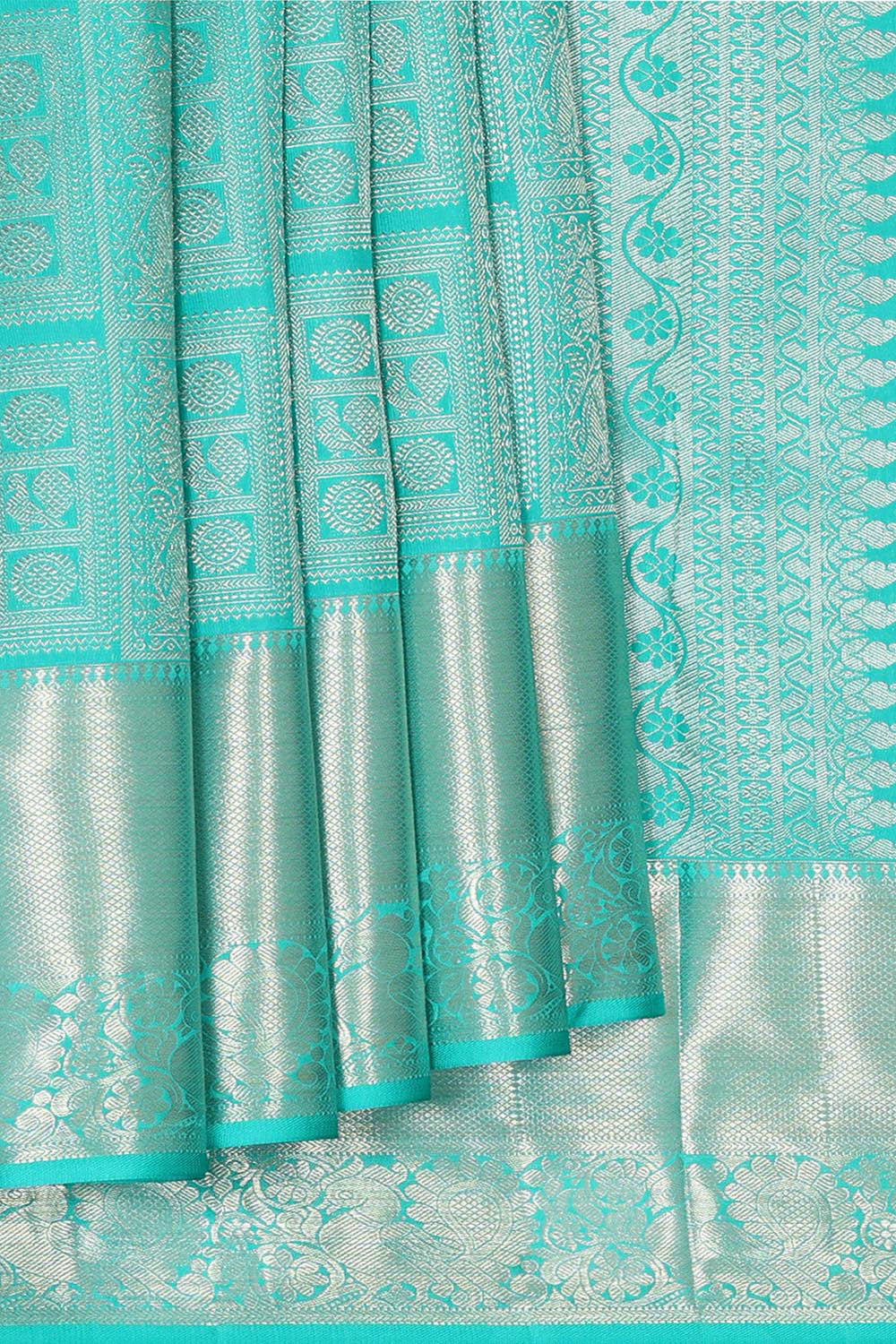 Kanchipattu Turquoise Blue Brocade Saree