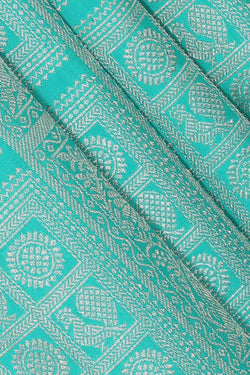 Image of Kanchipattu Turquoise Blue Brocade Saree