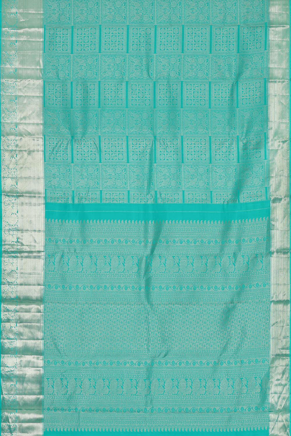 Kanchipattu Turquoise Blue Brocade Saree