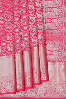 Image of Kanchipattu Rani Pink Brocade Saree