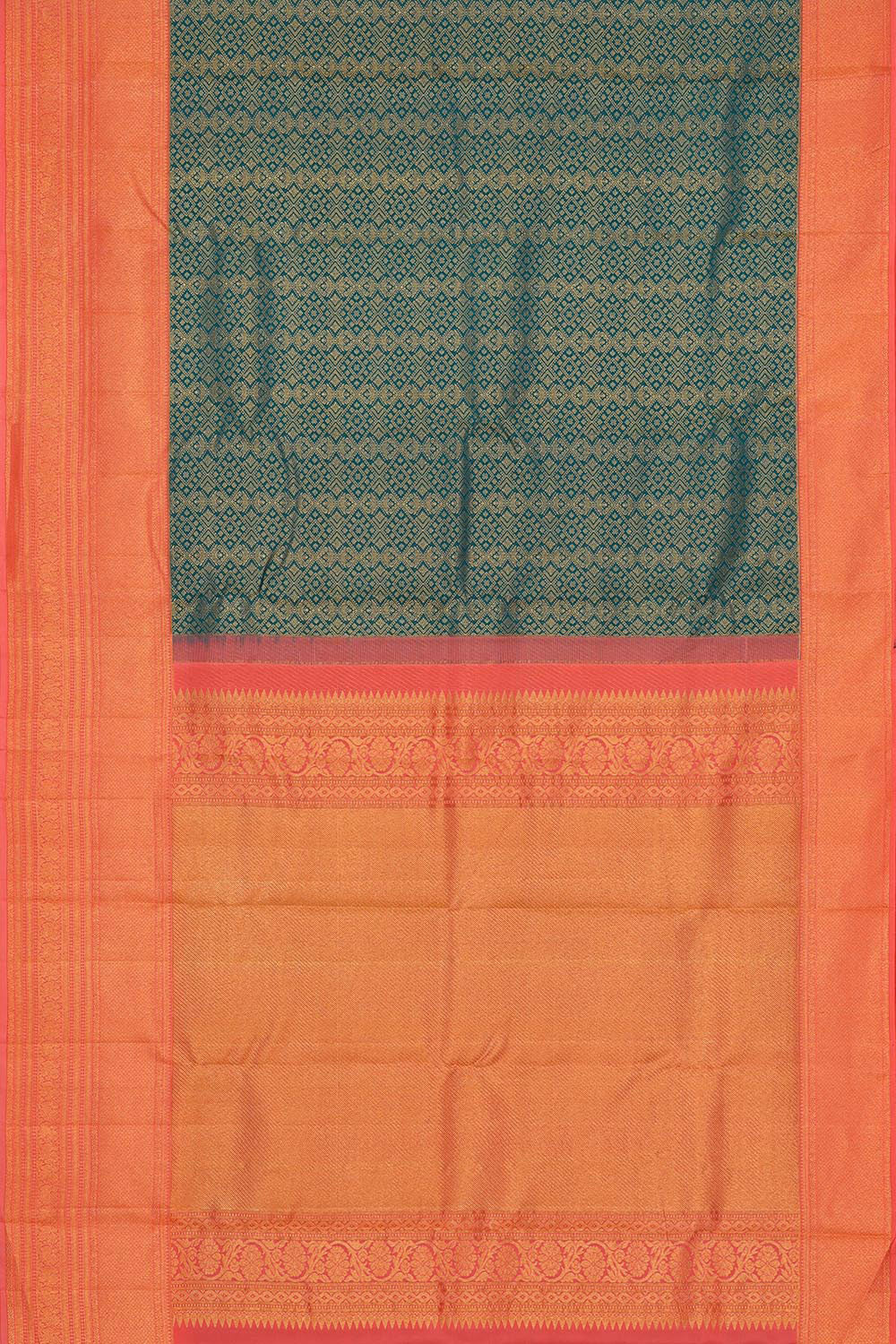 Kanchipattu Peacock Green Brocade Saree