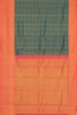 Image of Kanchipattu Peacock Green Brocade Saree