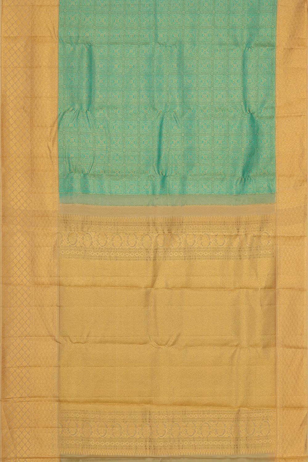 Image of Kanchipattu Turquoise Blue Brocade Saree