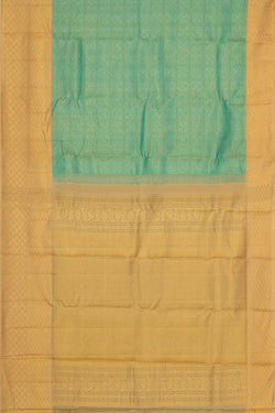 Image of Kanchipattu Turquoise Blue Brocade Saree