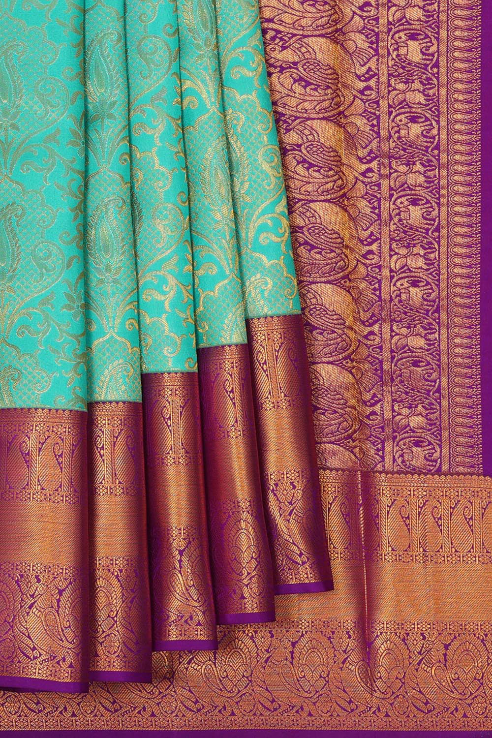 Kanchipattu Sea Green Brocade Saree