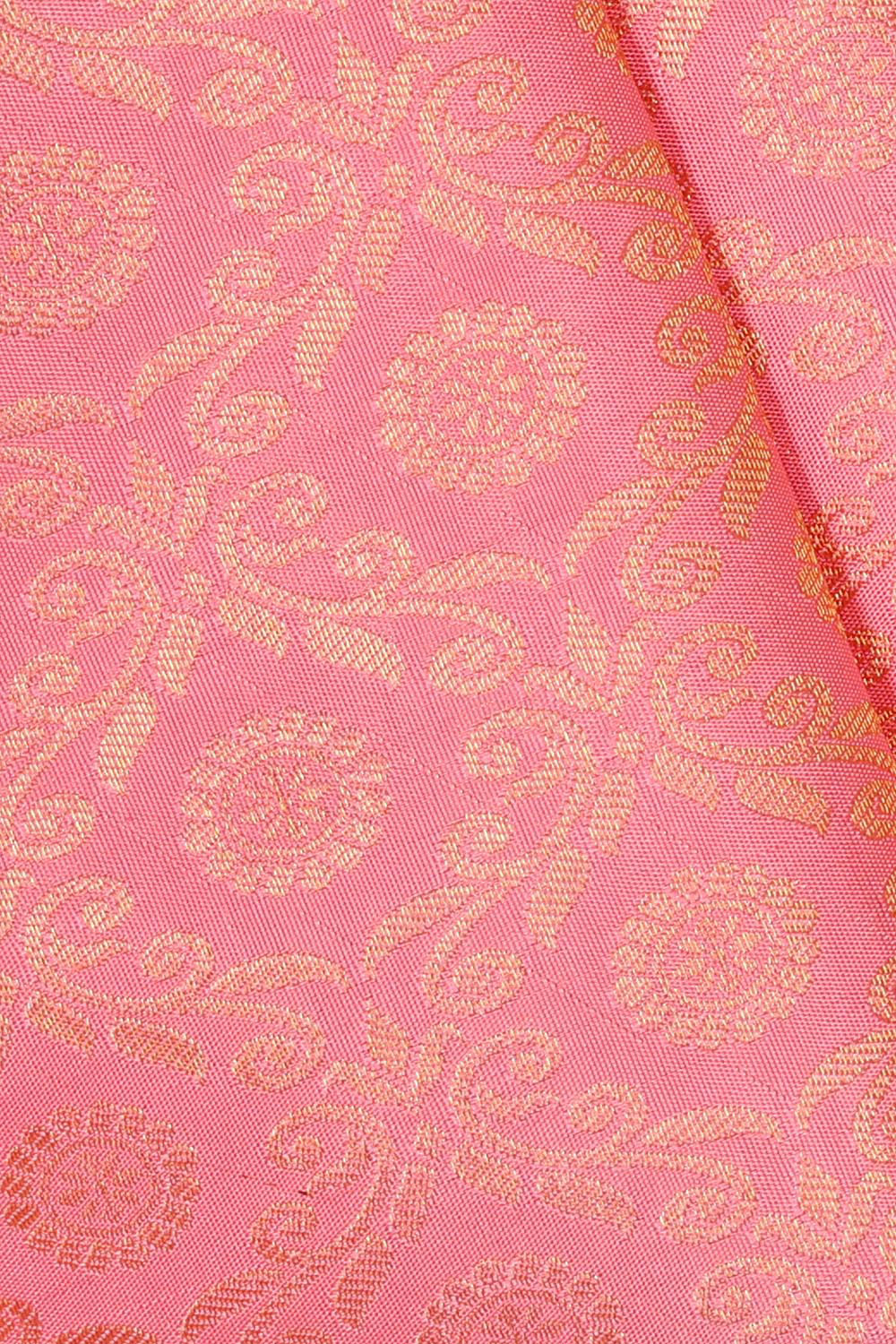 Kanchipattu Peach Pink Brocade Saree