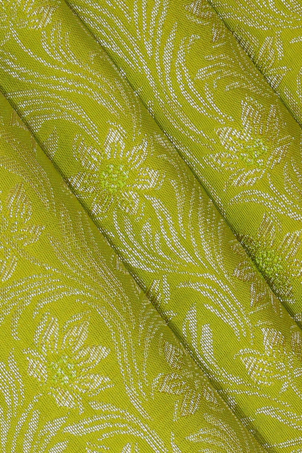 Kanchipattu Parrot Green Brocade Saree