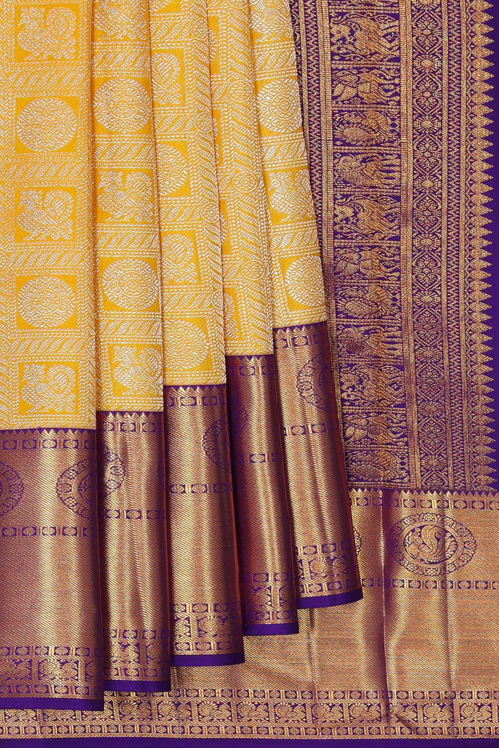 Kanchipattu Yellow Brocade Saree