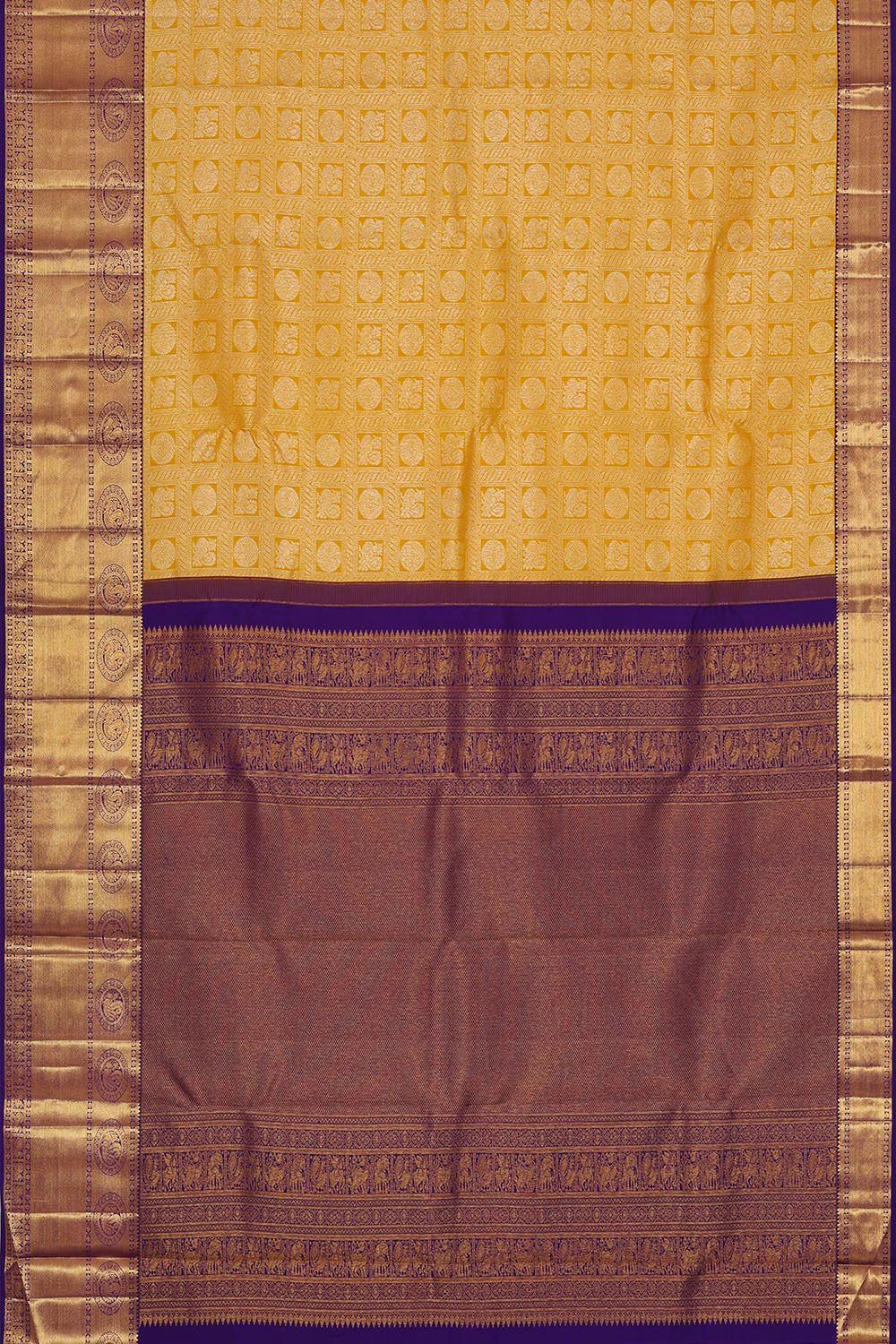 Kanchipattu Yellow Brocade Saree