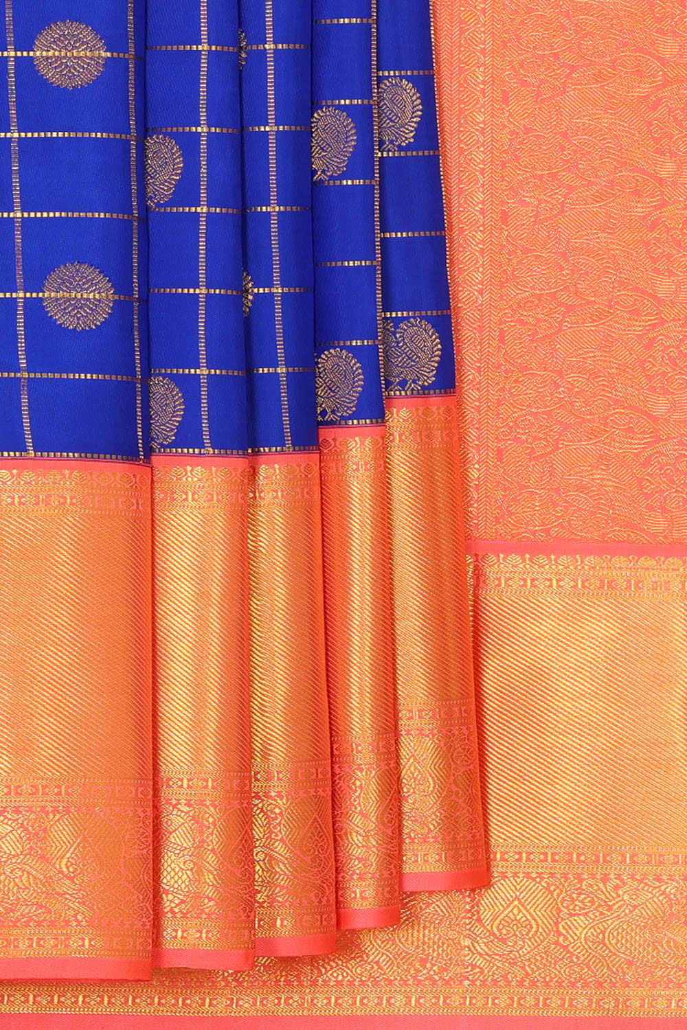 Kanchipattu Royal Blue Brocade Saree