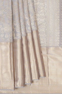 Image of Kanchipattu Silvery Grey Brocade Saree