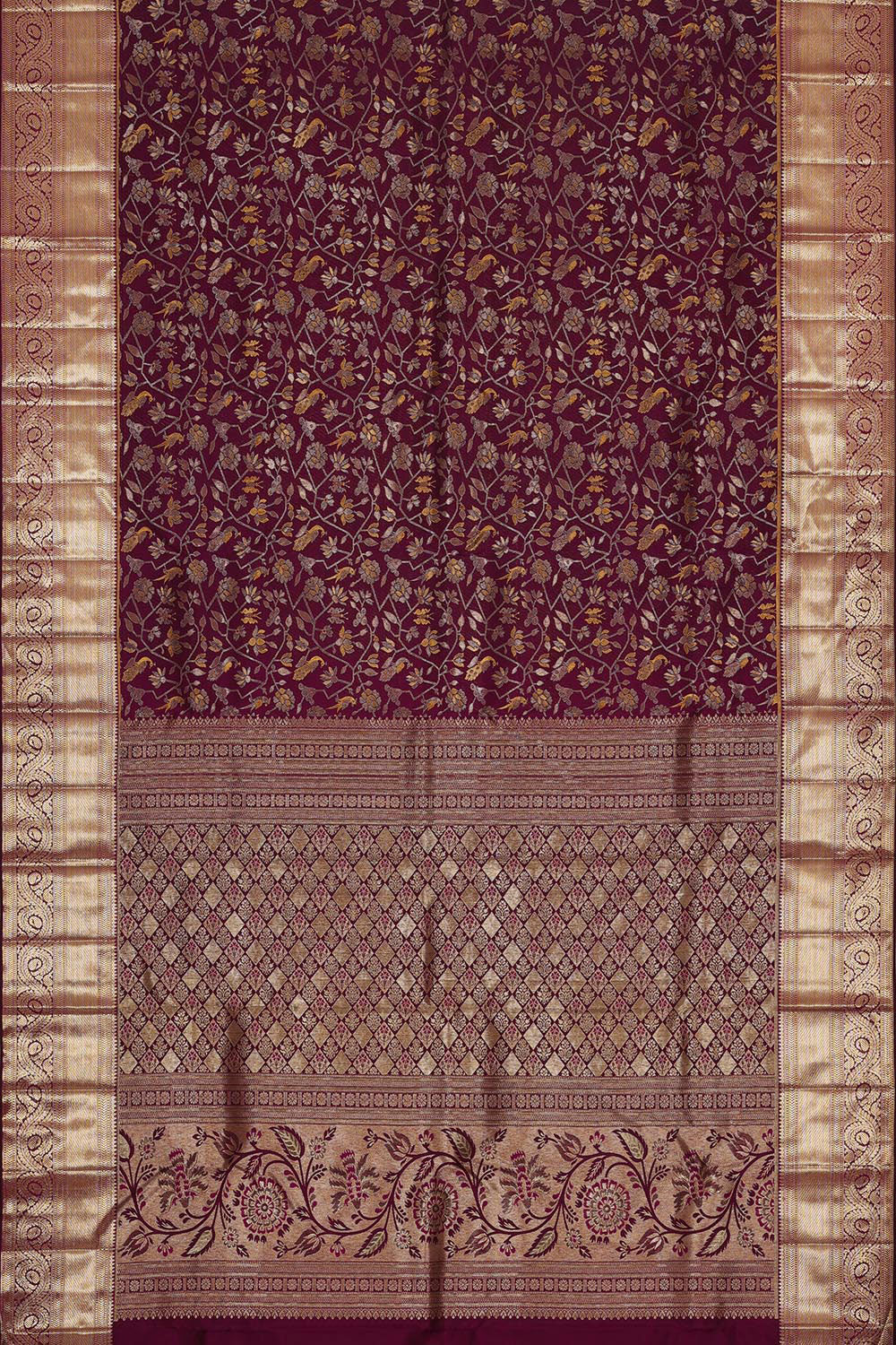 Kanchipattu Deep Wine Brocade Saree