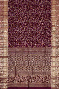 Image of Kanchipattu Deep Wine Brocade Saree