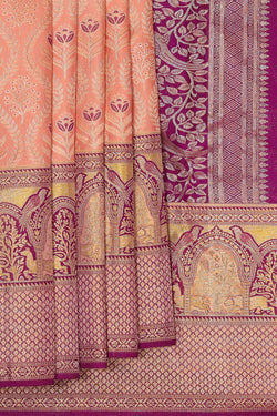 Image of Kanchipattu Peach Brocade Saree