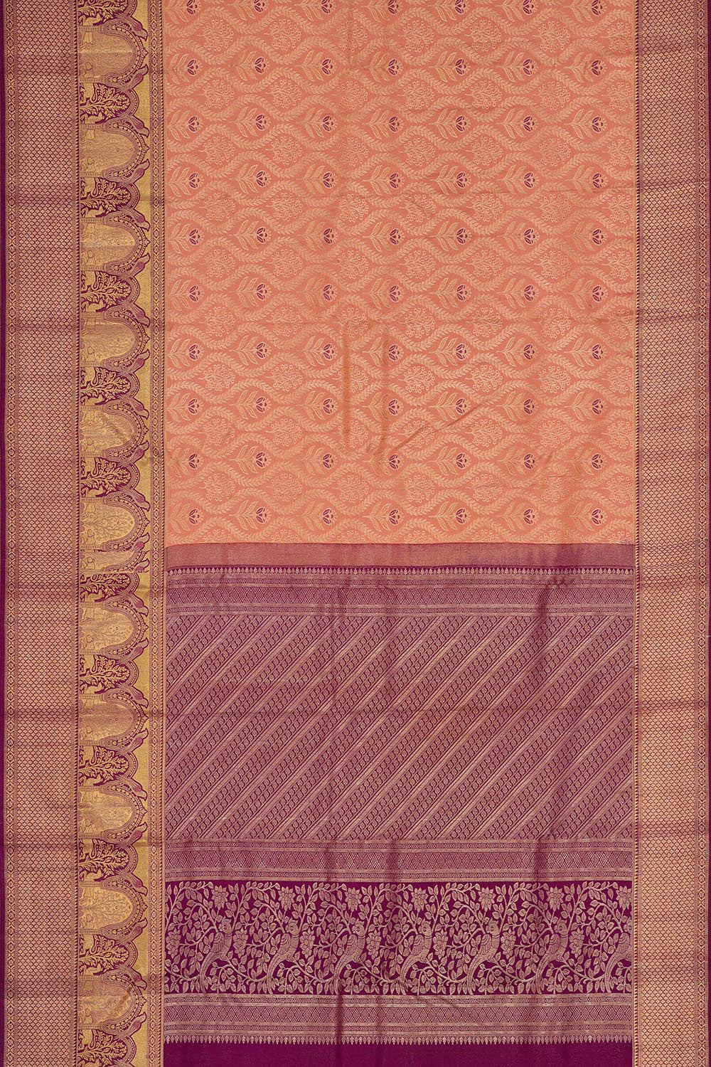 Kanchipattu Peach Brocade Saree