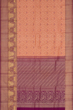 Image of Kanchipattu Peach Brocade Saree