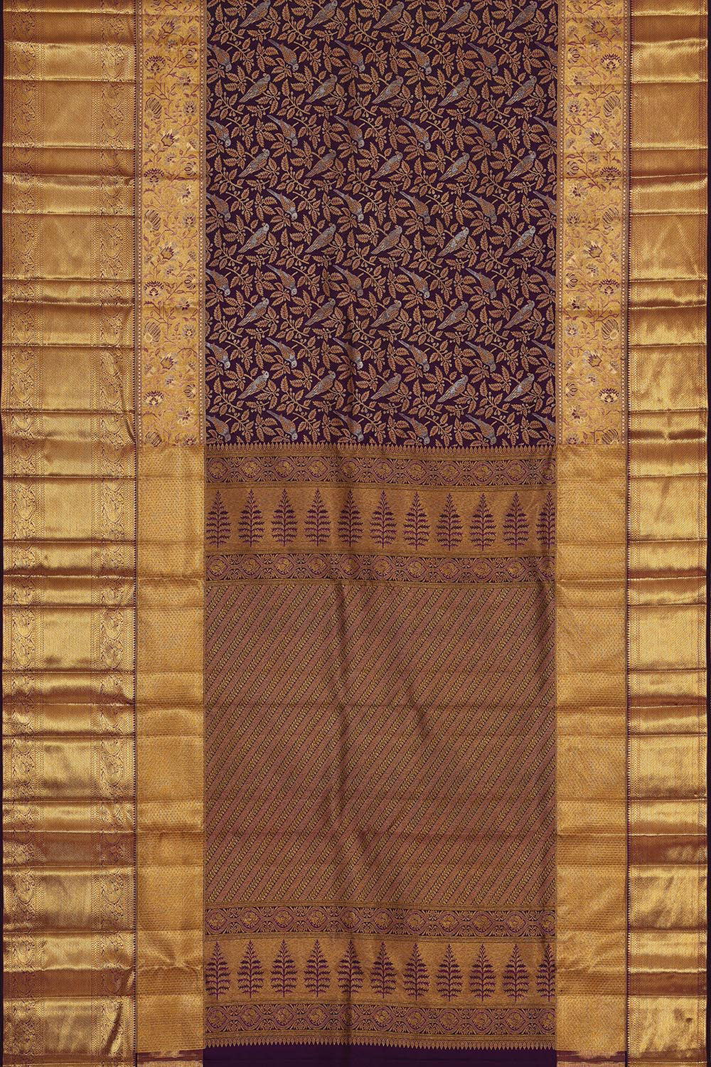 Kanchipattu Violet Brocade Saree