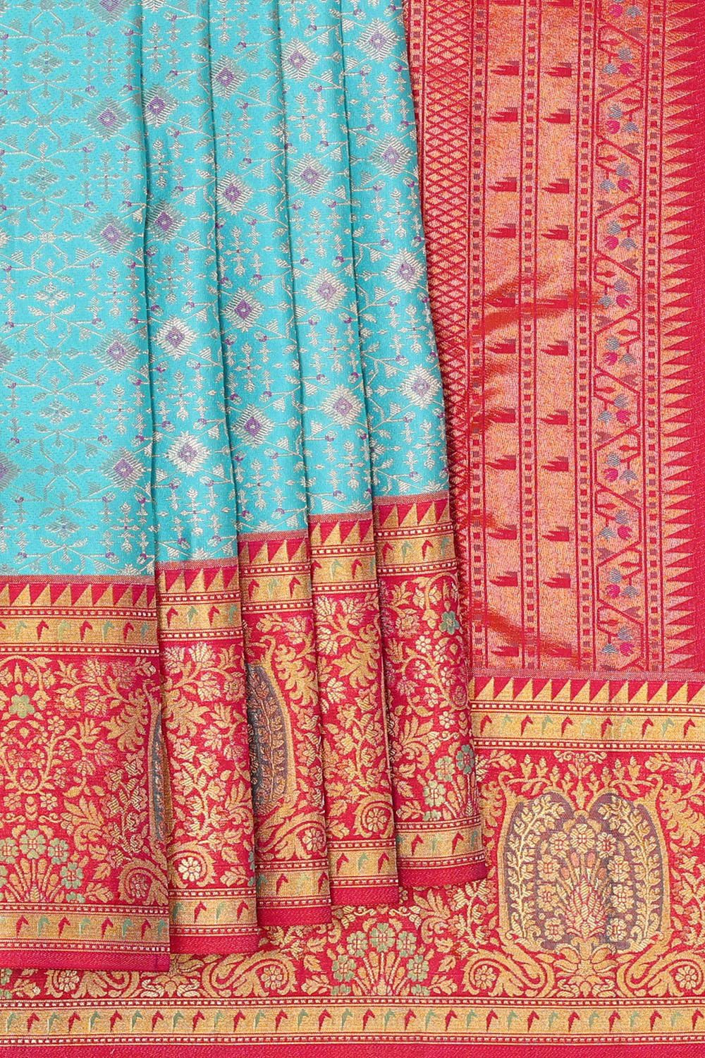 Kanchipattu Sky Blue Brocade Saree