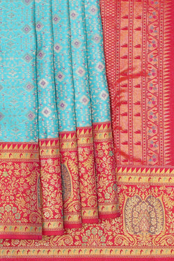 Image of Kanchipattu Sky Blue Brocade Saree