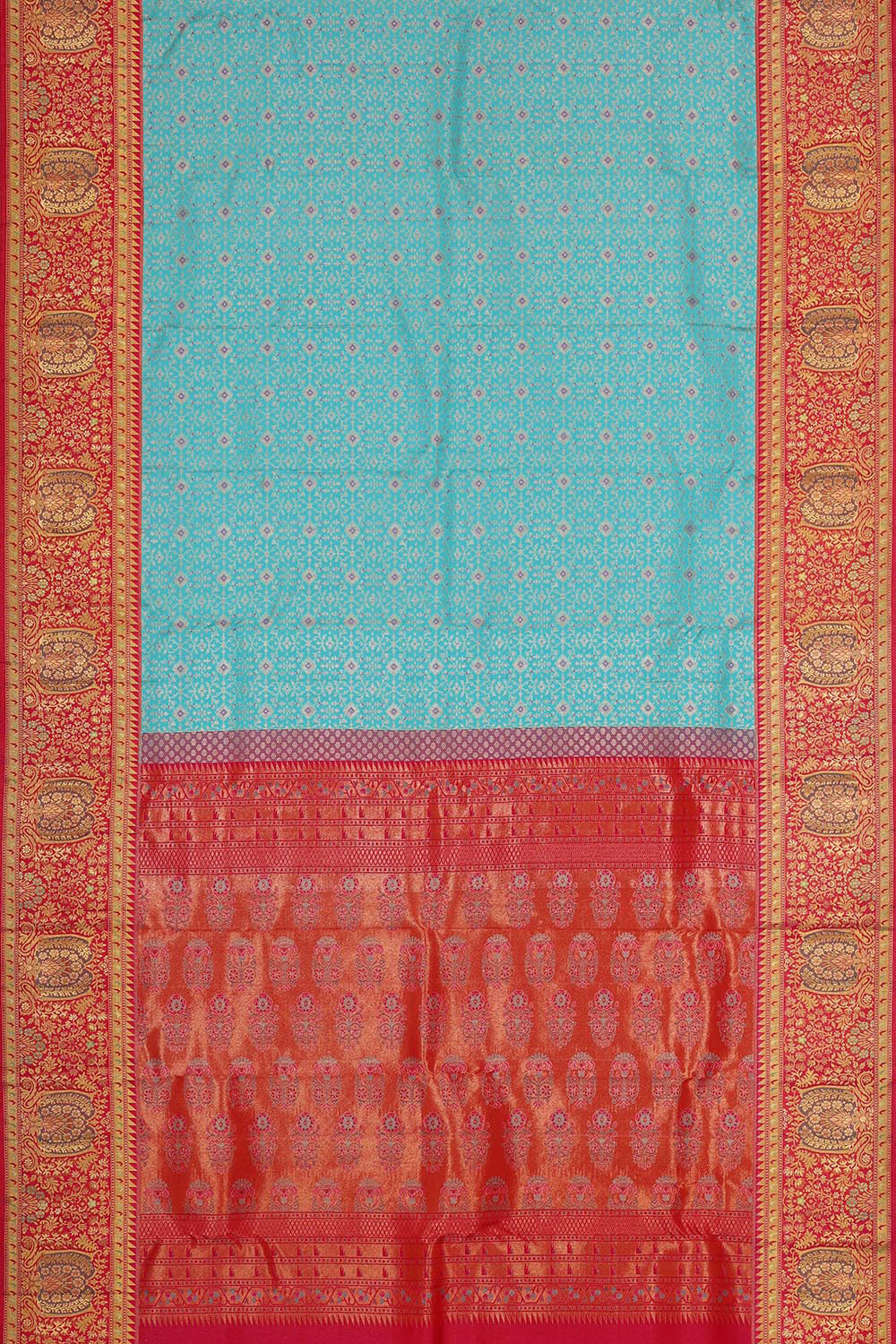 Kanchipattu Sky Blue Brocade Saree