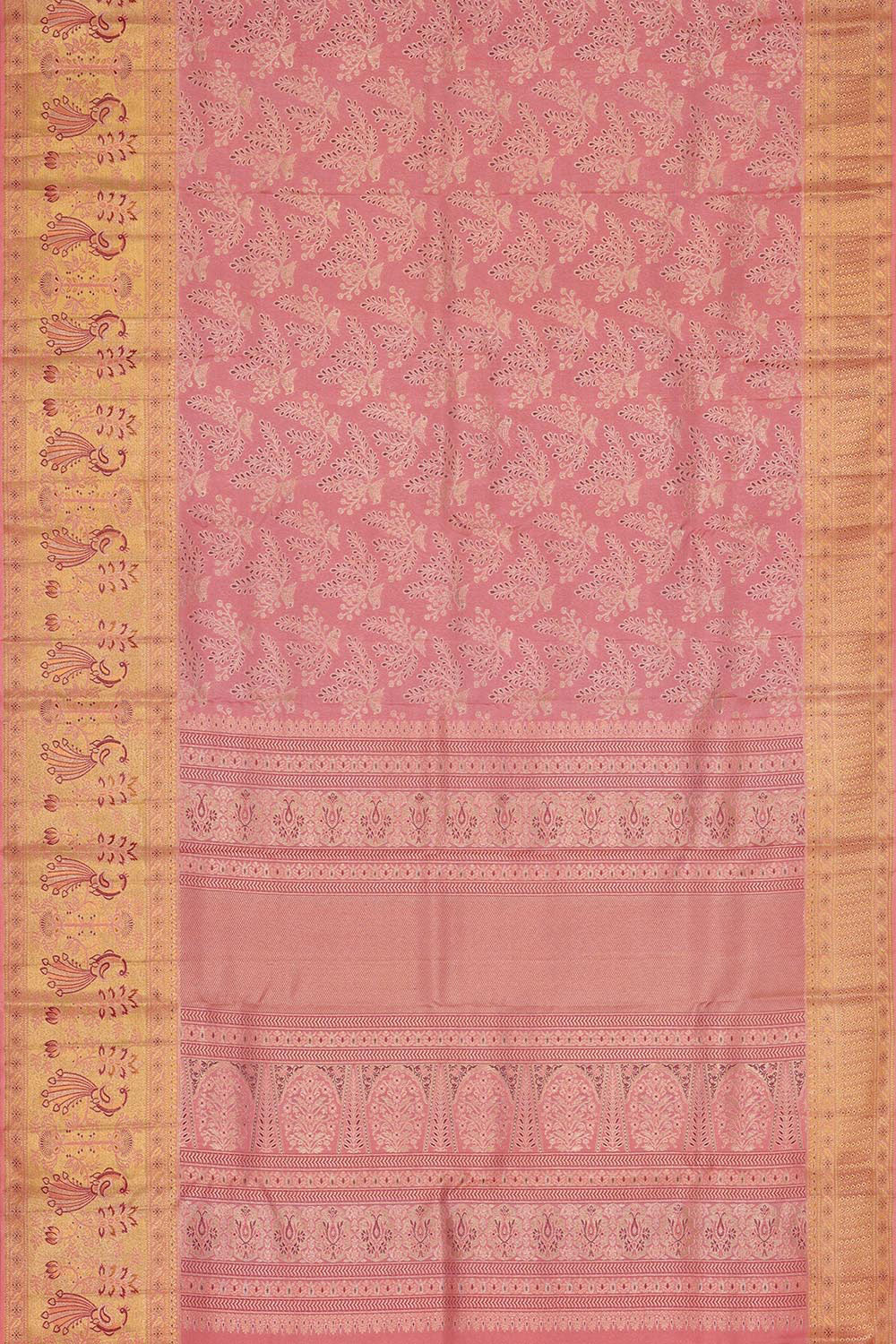 Kanchipattu Peach Pink Brocade Saree