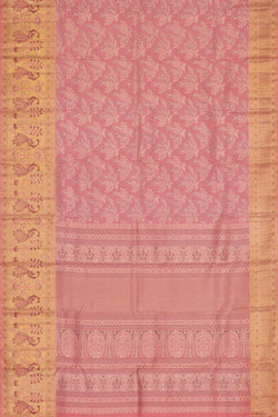 Image of Kanchipattu Peach Pink Brocade Saree