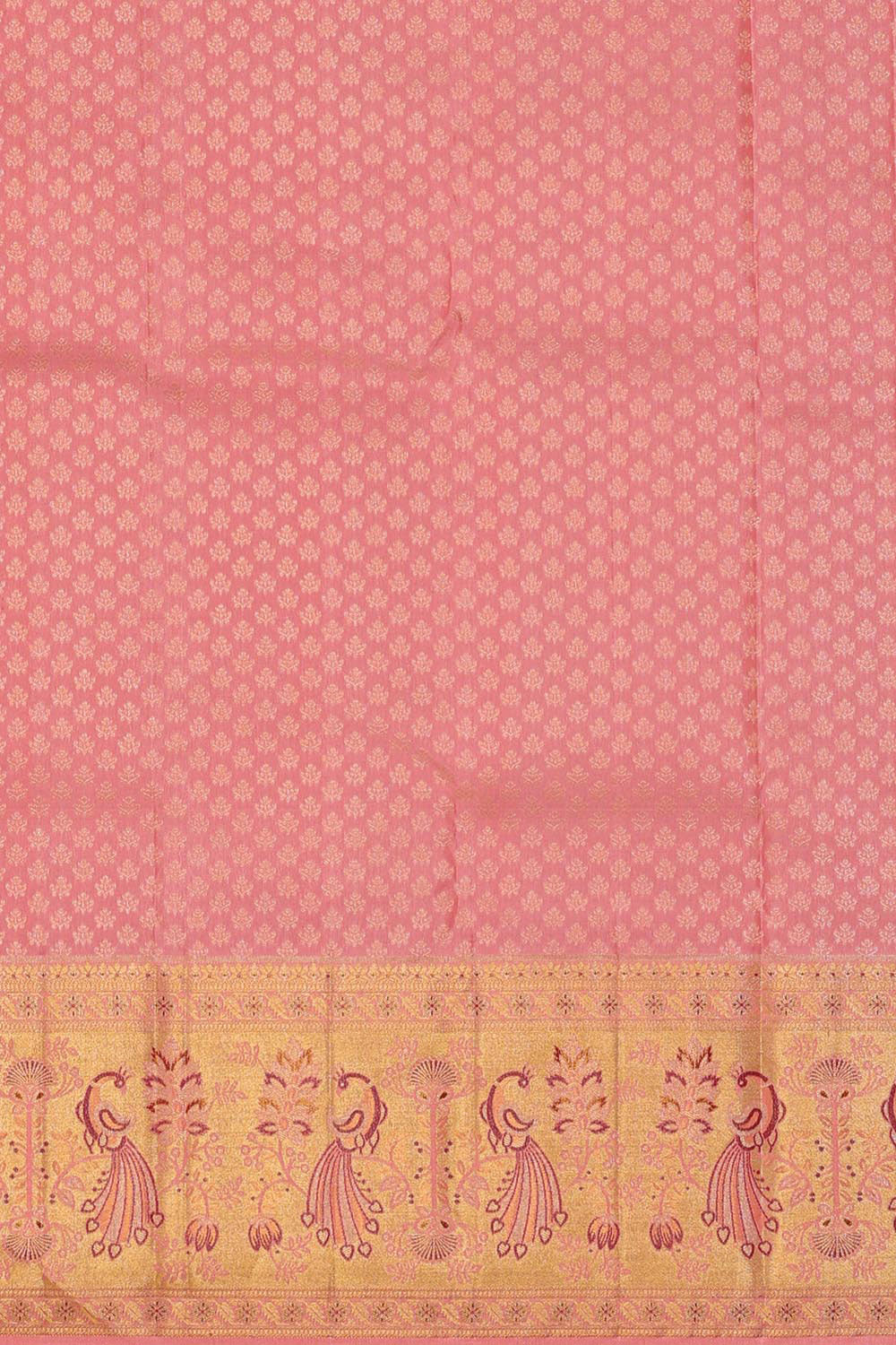 Kanchipattu Peach Pink Brocade Saree