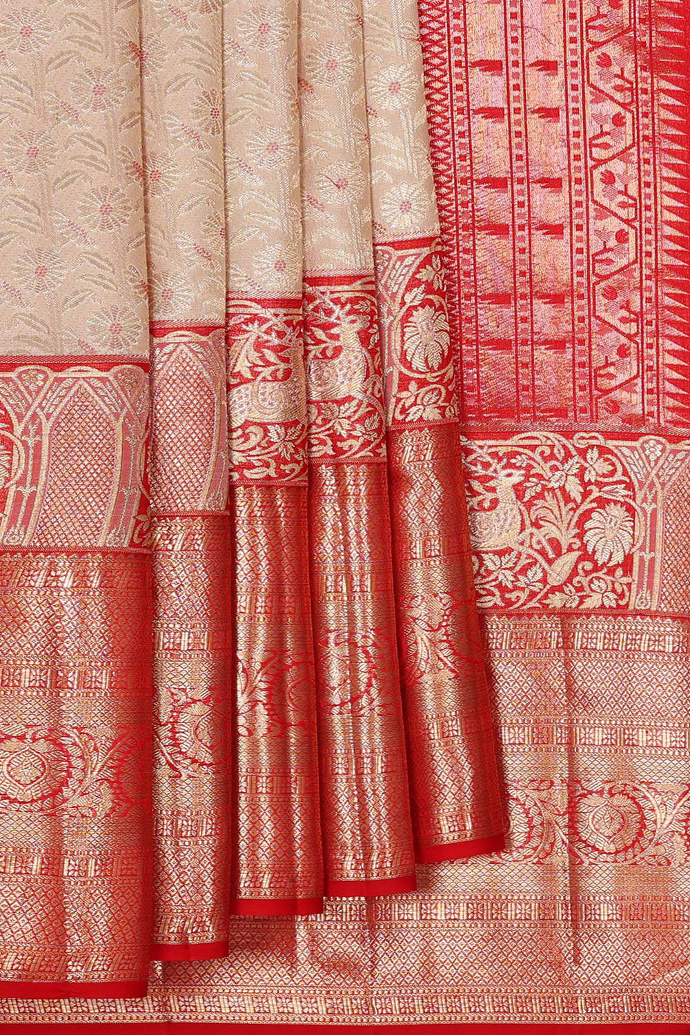 Kanchipattu Cream Brocade Saree