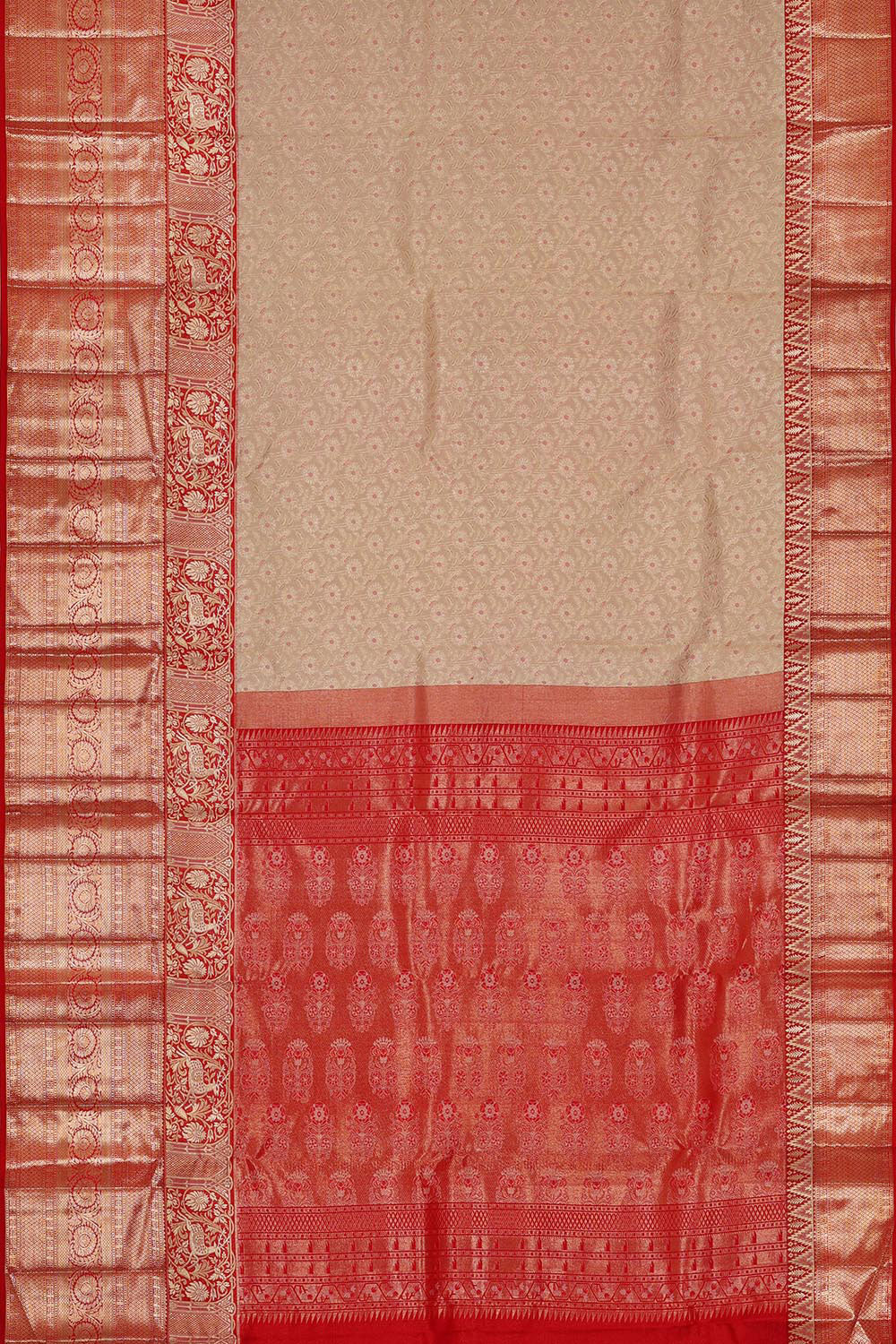 Kanchipattu Cream Brocade Saree