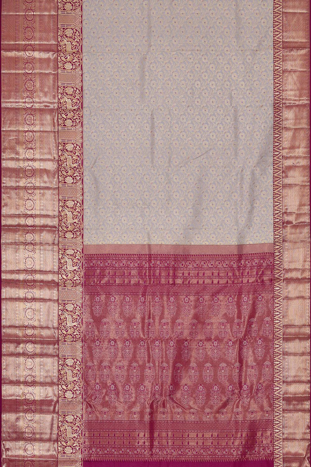 Kanchipattu Grey Brocade Saree