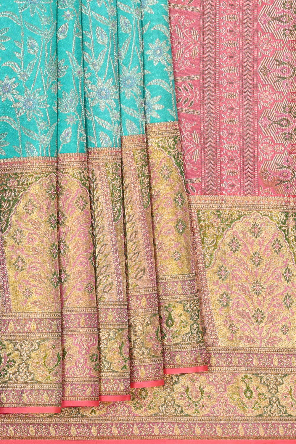 Kanchipattu Sky Blue Brocade Saree