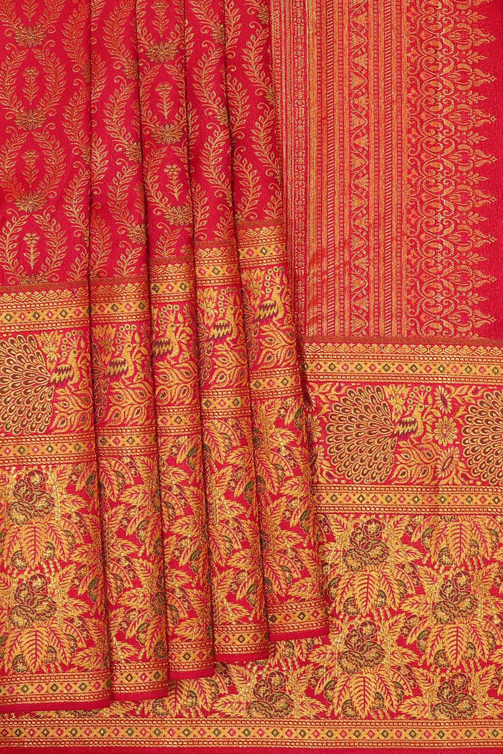 Kanchipattu Reddish Pink Brocade Saree