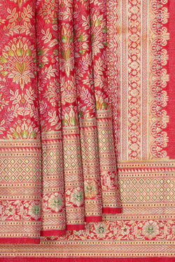 Image of Kanchipattu Pinkish Red Brocade Saree