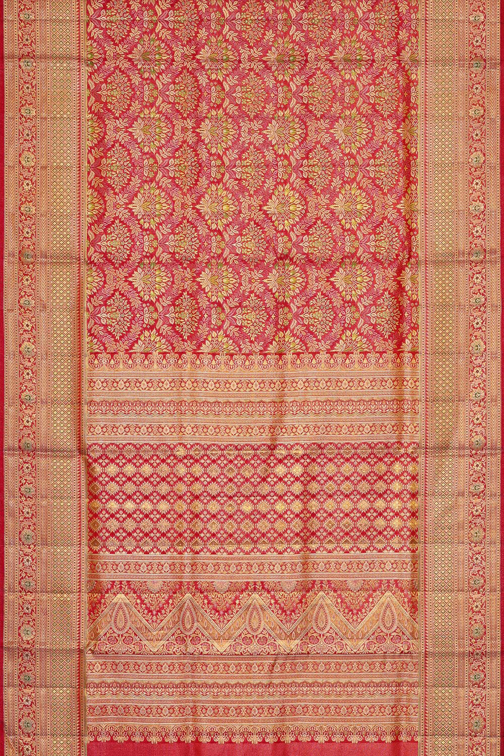 Kanchipattu Pinkish Red Brocade Saree