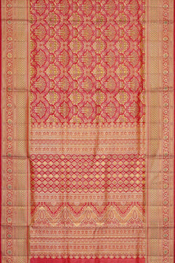 Image of Kanchipattu Pinkish Red Brocade Saree