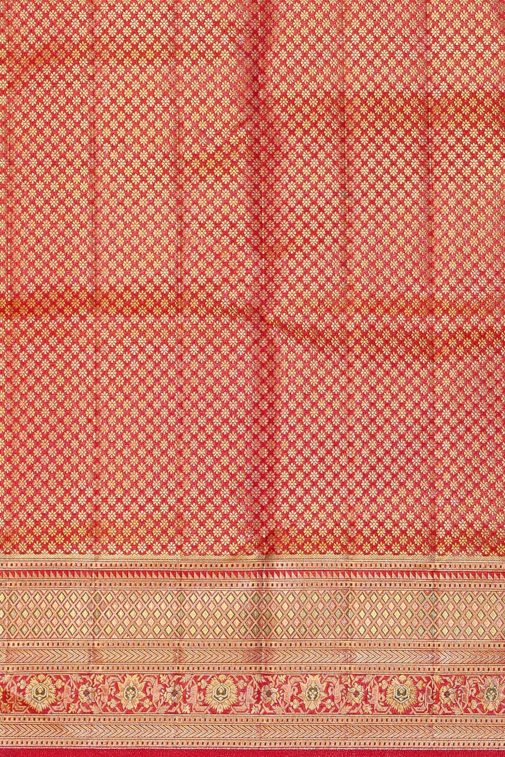 Kanchipattu Pinkish Red Brocade Saree