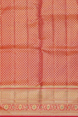 Image of Kanchipattu Pinkish Red Brocade Saree