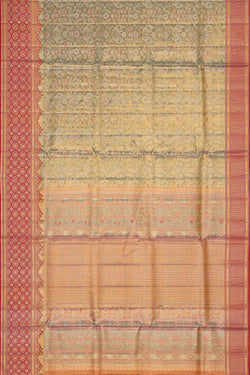 Image of Kanchipattu Golden Blue Brocade Saree