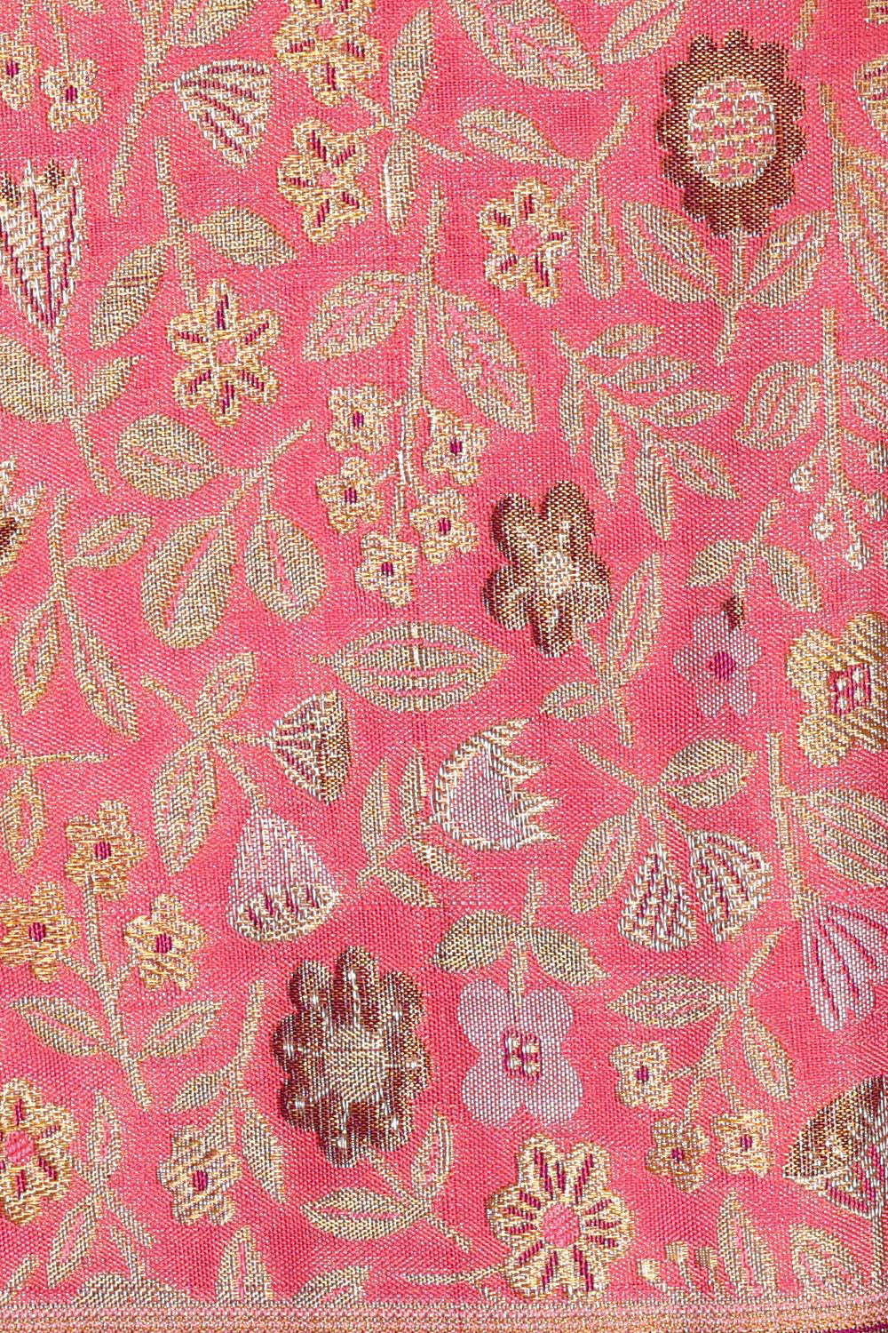 Kanchipattu Peach Pink Brocade Saree