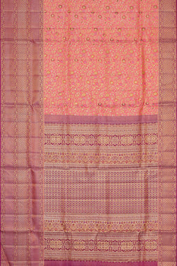 Image of Kanchipattu Peach Pink Brocade Saree