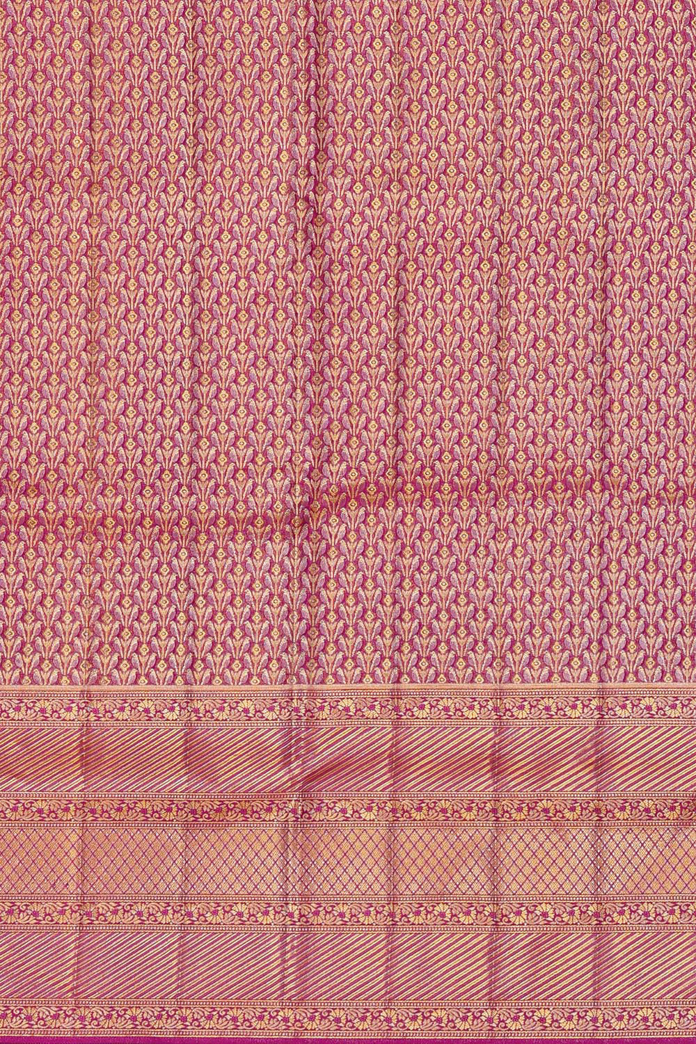 Kanchipattu Peach Pink Brocade Saree