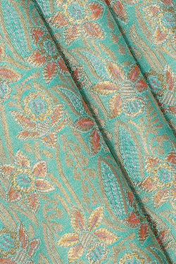 Image of Kanchipattu Turquoise Blue Brocade Saree