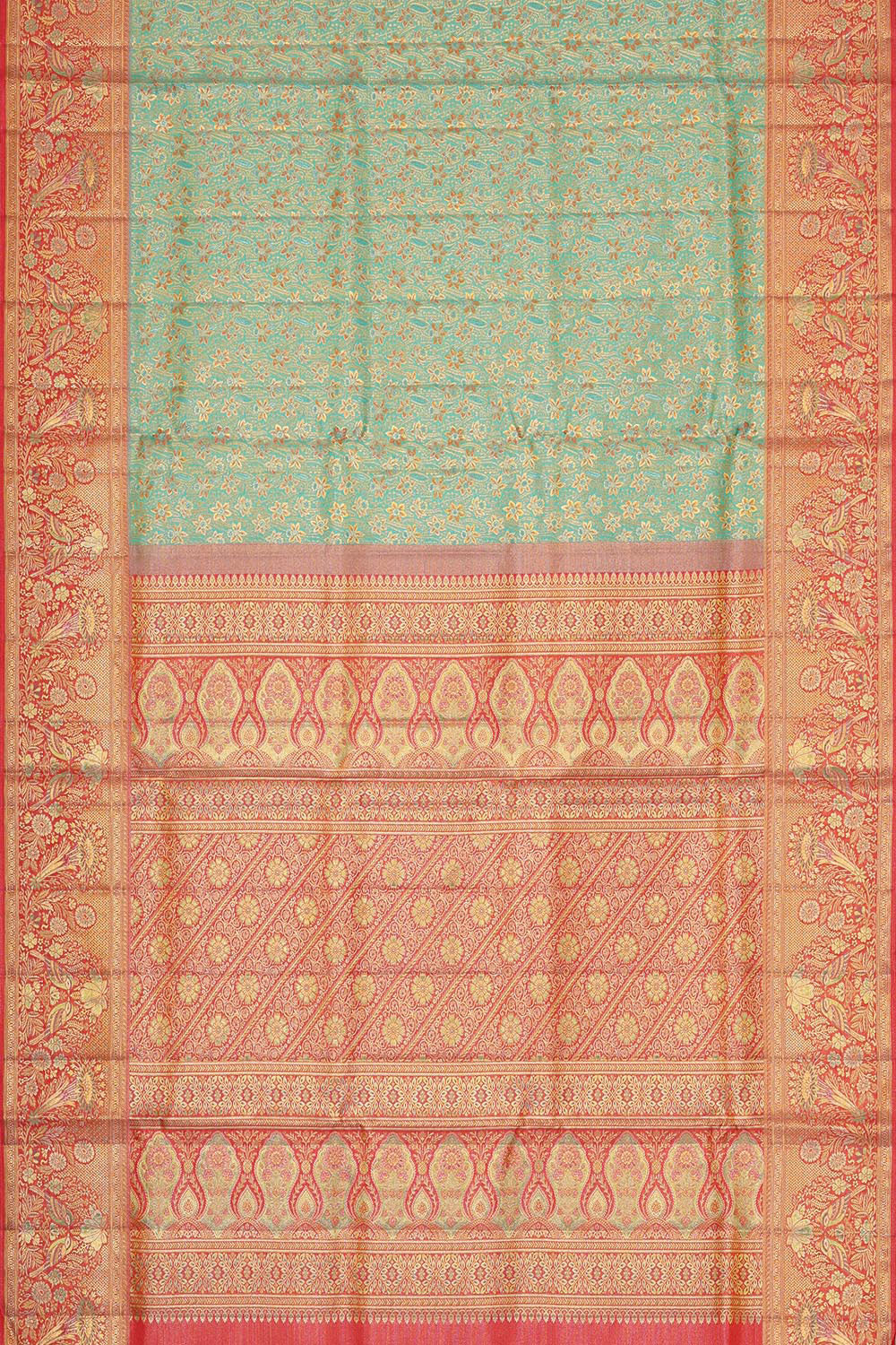 Image of Kanchipattu Turquoise Blue Brocade Saree