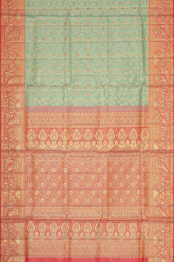 Image of Kanchipattu Turquoise Blue Brocade Saree